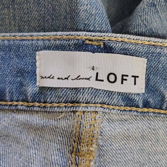 LOFT High Rise Straight Leg Girlfriend 2/ 26 Women's Distressed Stretch Jeans - Picture 3 of 5